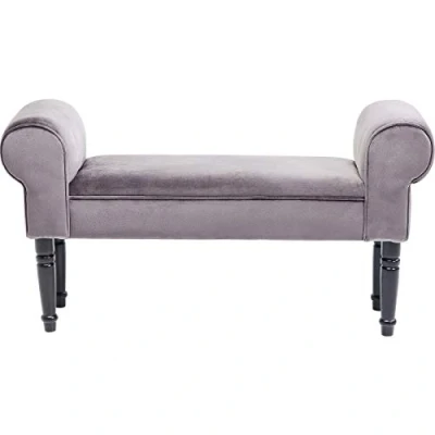 Obrázek Kare Designová lavice Wing šedá, lavice, vzhled sametu, nohy z březového dřeva, do šatny, obývací pokoj, 54 x 100 30 cm (v/š/h)