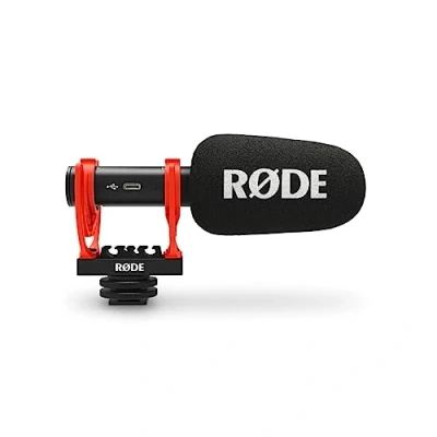 Obrázek RØDE VideoMic GO II ultra kompaktní a lehký fotoaparát/USB směrový mikrofon pro nahrávání videa tvorbu obsahu, hlasové hovory, podcasting video hovory (černý)