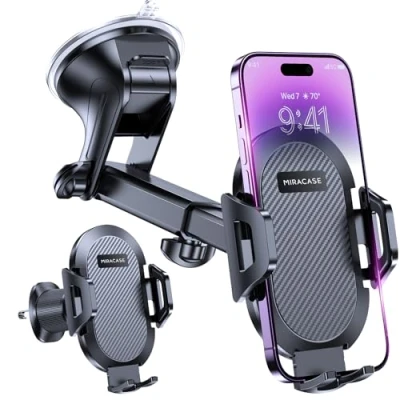 Obrázek Miracase Handyhalterung Auto[Super stabil &amp;Starker Saugnapf] Handyhalter Auto für Armaturenbrett Windschutzscheibe Lüftungsschlitze [4 in 1] KFZ mit iPhone Samsung Andere Smartphones