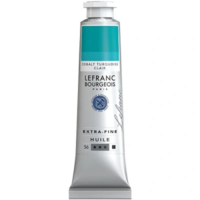 Obrázek Lefranc Bourgeois 405094 extra jemná olejová barva v umělecké kvalitě z vysoce kvalitních pigmentů, živé barvy, vysoká světlostálost, 40 ml tuba kobaltová tyrkysová světlá