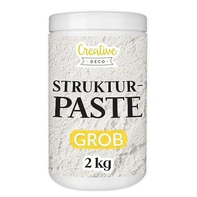 Obrázek Creative Deco Hrubozrnná strukturovaná pasta 2 kg Bílá tmel pro akrylové malování modelovací umělecké projekty, akrylová barva, DIY, 3D efekty, textury snadná aplikace nožem na palety
