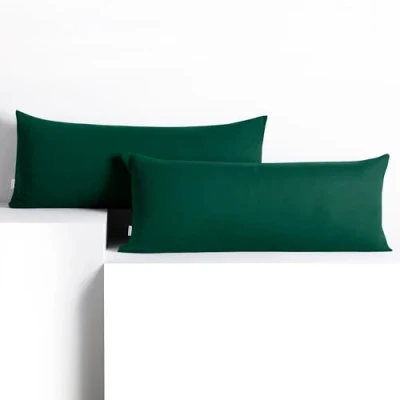 Obrázek DecoKing 2 povlaky na polštář 40 x 120 cm Jersey 100% česaná bavlna zip lahvově zelená amber
