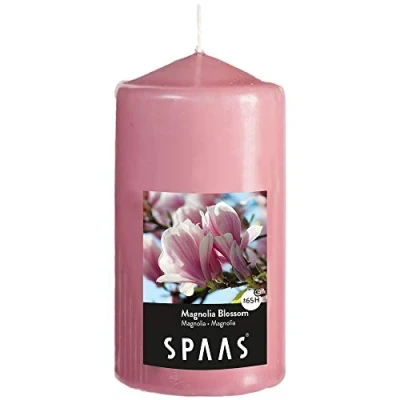 Obrázek Spaas Bougie cylindre 80/150 parfumée Fleurs de Duft Stumpenkerze mm, ± 65 Stunden Magnolia Blossom, Zartrosa, D 80 mm x H