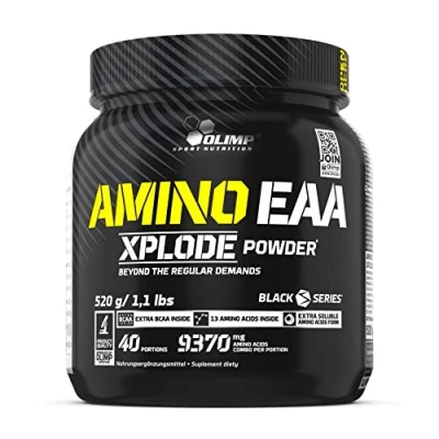 Obrázek OLIMP Amino EAA Xplode Powder. Doplněk stravy exogenními aminokyselinami, obohacený aminokyselinami s rozvětvenými řetězci (BCAA) a vitamíny skupiny B. Příchuť: pomeranč 520 g (balení 1 ks)