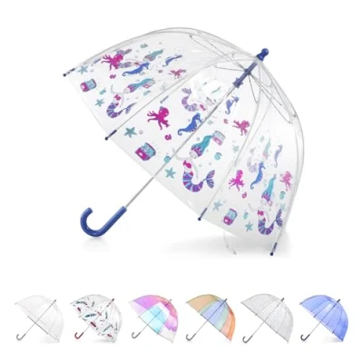 Obrázek totes Regenschirm für Erwachsene und Kinder, transparent, mit Kuppeldach, leichtes Design, Wind Regenschutz, Ozeanprinzessin, 94 cm, Ocean Princess, Kids 37&quot;, Transparenter