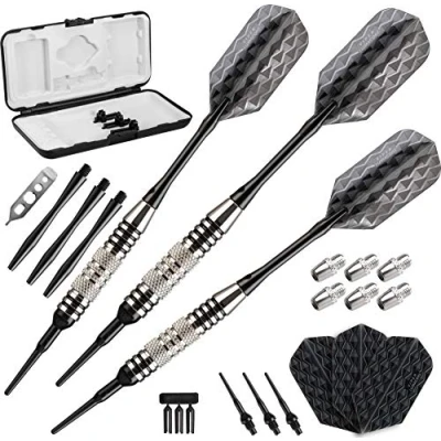 Obrázek Viper Bobcat verstellbar Gewicht Soft Tip Darts mit Aufbewahrungs /Reisetasche, Nickel Plated with Black Rings