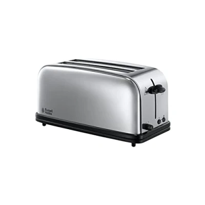 Obrázek Russell Hobbs Toustovač [2 štěrbinový dlouhý otvor pro 4 plátky/2 široké plátky chleba] Victory nerezová ocel (extra štěrbiny na toasty, nástavec pečivo, 6 stupňů opečení + funkce