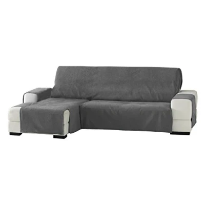 Obrázek Eysa Zoco Nicht elastisch Sofa überwurf Chaise Longue Links, frontalsicht, Chenille, Grau, 29 x 9 37 cm