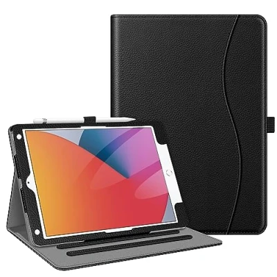 Obrázek Fintie Hülle für iPad 9. Generation 2021/8. Gen 2020/7. 2019 10.2 Zoll, [Eckenschutz] Multi Winkel Betrachtung Folio Stand Schutzhülle mit Dokumentschlitze, Auto Sleep/Wake, Schwarz