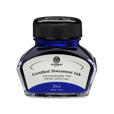Obrázek Octopus Fluids Document Ink blue, inkoust na dokumenty, certifikovaný podle DIN ISO 12757 2, modrý, 30 ml