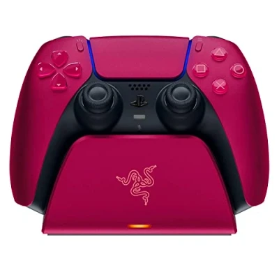 Obrázek Razer Schnellladestation für PS5 Wireless Controller (Schnellladung , Gebogenes Schalen Design Einhändige Bedienung, Aufladen per USB) Cosmic Red