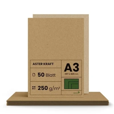 Obrázek Netuno 50 x kraftový papír 250 g DIN a3 297 420 mm Aster síla hnědý karton pro kutily Vintage přírodní silný arch udělej si vlastní