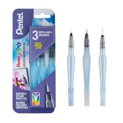 Obrázek Pentel Water Brush vodní štětec (jemná, střední a široká špička), 3 kusy