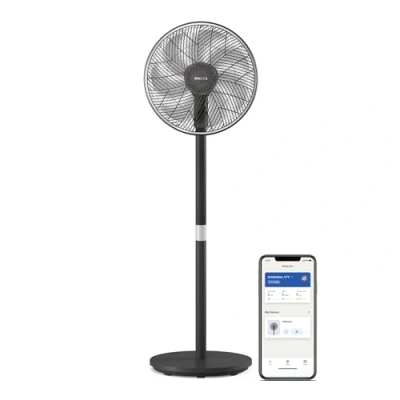 Obrázek Philips Smart stojanový ventilátor série 3000. Silná a extrémně tichá technologie SilentWing. 19 dB. Stolní 2 v 1. Sklon otočný. Řízení aplikací. Časovač 12 hodin. Černý