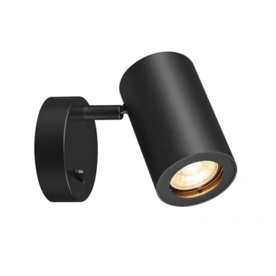 Obrázek SLV ENOLA B nástěnné svítidlo, osvětlení, montážní svítidlo válcové, GU10, hliník, s vypínačem, černé, max. 50 W, otočné nebo