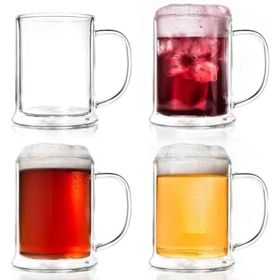 Obrázek Creano dvouplášťová pivní sklenice 500 ml, termosklenice na pivo, džbán Humpen (4 x ml)