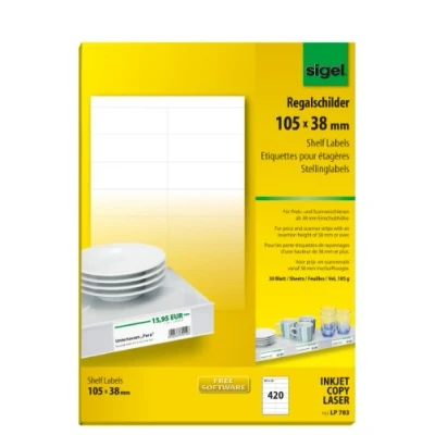 Obrázek SIGEL LP783 štítky na regály bílé, 105 x 38 mm, 420 kusů