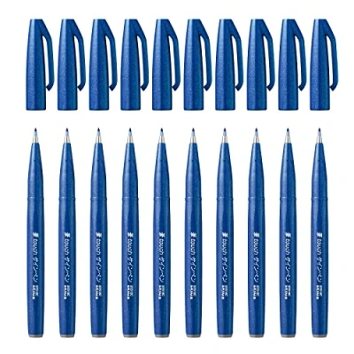 Obrázek Pentel SES15C C Brush Sign Pen vláknové pero, 10 kusů, modré