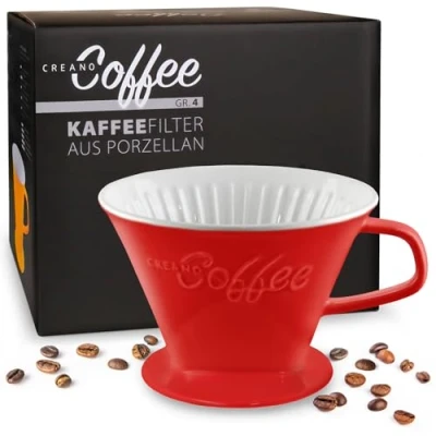 Obrázek Creano Porcelánový filtr na kávu velikost 4 pro filtrační sáčky vel. 1 x červený