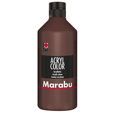 Obrázek Marabu 12010075040 akrylová barva středně hnědá 500 ml, krémová na vodní bázi, rychleschnoucí, stálá světle, voděodolná, k nanášení štětcem a houbou plátno, papír dřevo