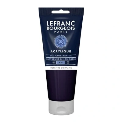 Obrázek Lefranc Bourgeois akrylová barva 300364 Fine dioxazine fialová, 200ml tuba, krémová na vodní bázi, rychleschnoucí, stálá světle, voděodolná