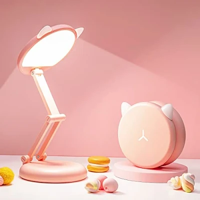 Obrázek One Fire lampa na psací stůl pro děti, 9 jasu Kawaii dívčí lampička čtení děti skládací &amp; přenosná, 3600 mAh noční stolek světlo