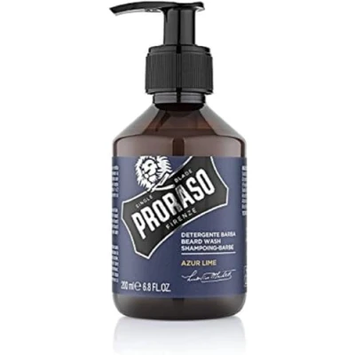 Obrázek Proraso Beard Wash Azur Lime, 200 ml, voňavý šampon na vousy čistí, pečuje a osvěžuje pokožku, mycí gel jemně odstraňuje nečistoty, Made in Italy