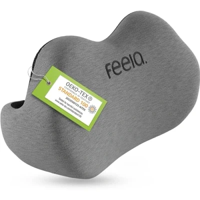 Obrázek feela.® Ergonomický zádový polštář pro kancelářskou židli bederní jako na domov, kancelář nebo opěra zad v domácí kanceláři (tmavě šedá)