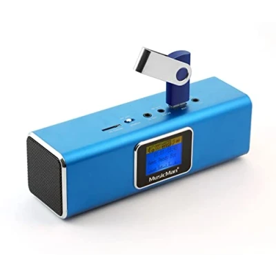 Obrázek Zvuková stanice MA od Musicman, stereo reproduktor s integrovanými bateriemi (MP3 přehrávač, rádio, slot pro microSD kartu, USB Slot) modrá