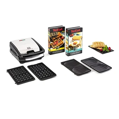 Obrázek Tefal SW853D Snack Collection Vaflovač a sendviče rozšířitelný desky s nepřilnavým povrchem vhodné do myčky praktické úložné boxy černá/ušlechtilá ocel