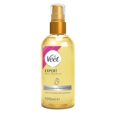 Obrázek Veet Expert Multi Benefit olej 100% přírodní původ s vitamíny a omega 3 tělový na holení &amp; po odstranění chloupků hydratační tělo obličej, 100 ml