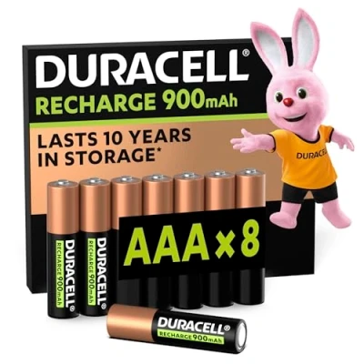 Obrázek Duracell Akumulátor AAA, dobíjecí baterie 8 kusů, naše č. 1 nejdelší trvanlivost na jedno nabití, přednabitý [Amazon exclusive]