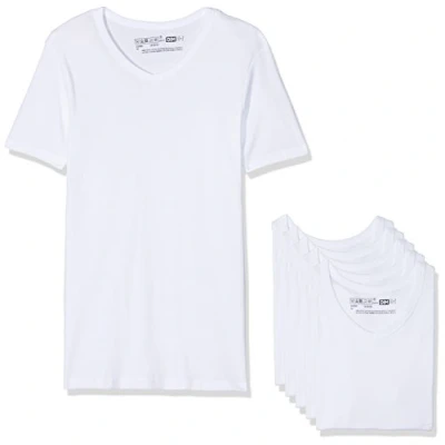 Obrázek Dim T Shirt Mit V Ausschnitt Low Cost Ecodim 100% Baumwolle Multipack Herren x6, White, S