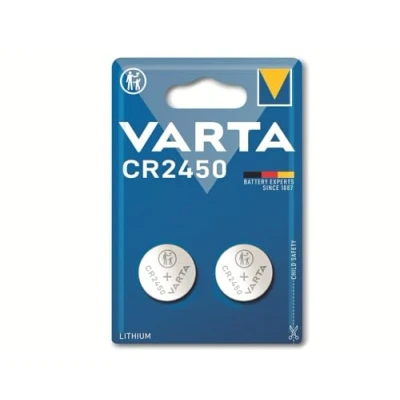 Obrázek VARTA Knoflíková baterie CR2450, 2 kusy, Lithium Coin, 3 V, bezpečné balení pro malé elektronické přístroje klíče od auta, dálkové ovládání, váhy