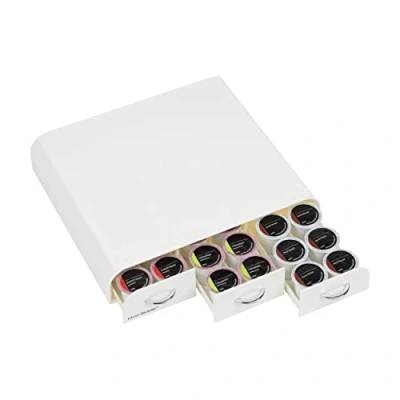 Obrázek Mind Reader TRAY6 WHT 3 Single Serve Drawer, 36 Pod Capacity, Countertop Organizer, Coffee Machine Base, 12,25&quot; D x 13,5&quot; Š 2,5&quot; H, plast, bílá