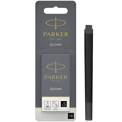 Obrázek Parker Inkoustové náplně pro plnicí pero dlouhé patrony černý inkoust QUINK 5 kusů (blistrové balení)