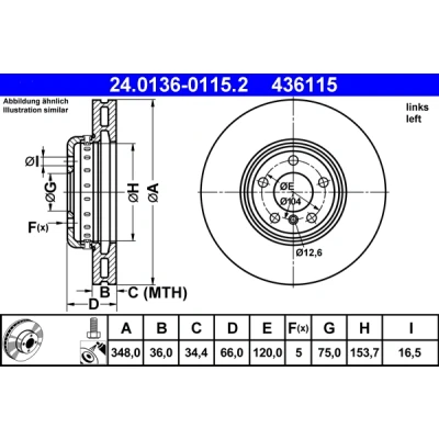 Obrázek ATE 24.0136 0115.2 brzdový kotouč