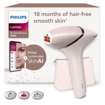 Obrázek Philips Přístroj na odstraňování chloupků Lumea IPL 9900 Series s technologií SenseIQ &amp; SkinAI alternativa k laserovému 3 nástavce tělo, obličej a přesné oblasti