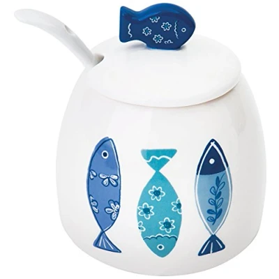 Obrázek Excelsa Ocean sada/miska na cukr, 200 ml, keramika, bílá/světle modrá