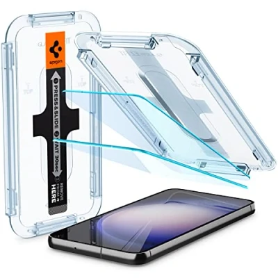 Obrázek Spigen Sklo. tR EZ Fit ochranná fólie kompatibilní se Samsung Galaxy S23 Plus, 2 kusy, odolná proti poškrábání, křišťálově čirá, s tvrdostí 9H