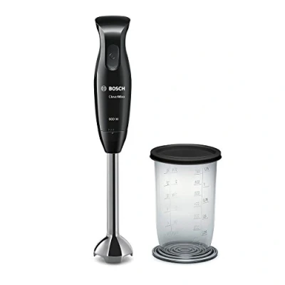 Obrázek Bosch Tyčový mixér MSM2610B CleverMixx, 600 W, čtyřčepelový nůž QuattroBlade, nerezová mixovací noha, mixér/odměrka, piano černý/antracit