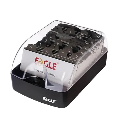 Obrázek Eagle Visitenkartenbox für 350 Visitenkarten mit A Z Register Visitenkartenhalter Organizer Box Schreibtisch, transparent Schwarz