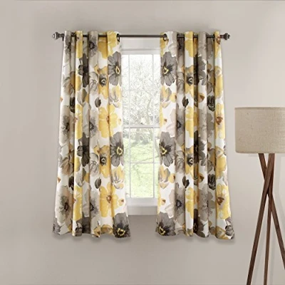 Obrázek Lush Decor Leah Thermoöse s květinovým vzorem, polyester, žlutá a šedá, 52&quot; W x 63&quot; L (Pack of 1)
