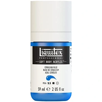 Obrázek Liquitex 1959164 Professional akrylová barva Soft Body Umělecká v krémové krycí konzistenci, vysoká pigmentace, stálá na světle a odolná proti stárnutí, láhev 59 ml celolinová modrá