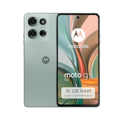 Obrázek Motorola Smartphone Moto g75 5G (robustní displej 6,78&quot; díky Corning Gorilla Glass 5, 8/256 GB, fotoaparát 50 MP, odolný, odolný vůči extrémně teplotě), zelený, vč. ochranného krytu