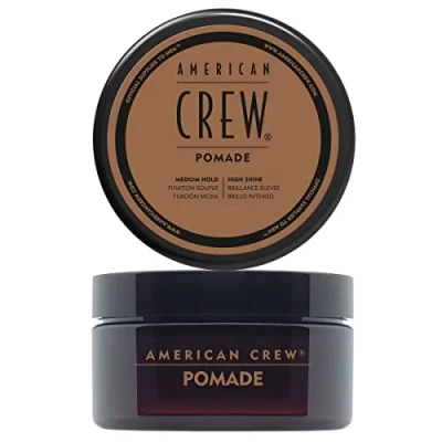 Obrázek AMERICAN CREW Pomáda, 85 g, stylingový produkt pro muže, vlasový se středním držením, pomáda na vodní bázi, optimální hladké účesy s velkým leskem