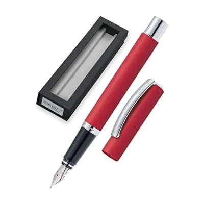 Obrázek Online plnicí pero Vision Red I elegantní s iridiovým perem M pro standardní inkoustové bombičky a konvertor matný kartáčovaný hliníkový povrch červené v dárkovém balení
