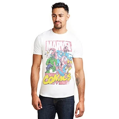 Obrázek Marvel Herren Call Out T Shirt, Weiß (Weiß Weiß), XL