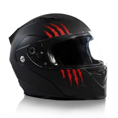 Obrázek Finest Folia Škrábaná helma nálepka sada 2 ks 7,5 x cm Monster Sticker dráp dekorace pro motocykl auto motocyklová stopy proti poškrábání samolepicí voděodolné K173 (karmínově červená)