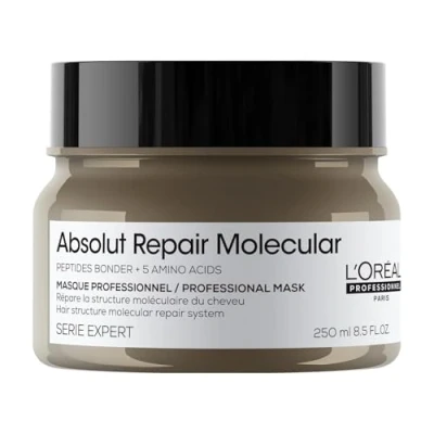 Obrázek L&#039;Oréal Professionnel Maske für strukturgeschädigtes Haar, Molekulare Tiefenreparatur mehr Geschmeidigkeit, Mit Peptidbondern und 5 Aminosäuren, Serie Expert, Absolut Repair Molecular Maske, 250ml